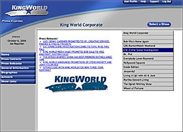 Kingworld Website Corporate Content Management Area