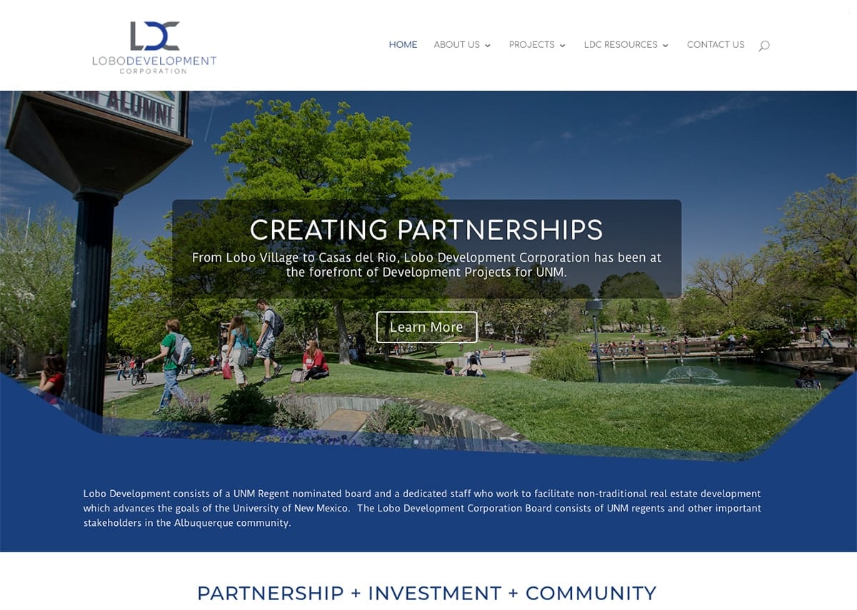 Lobo Development New Website Launch! 1 Lobo Development Corp Website Snap