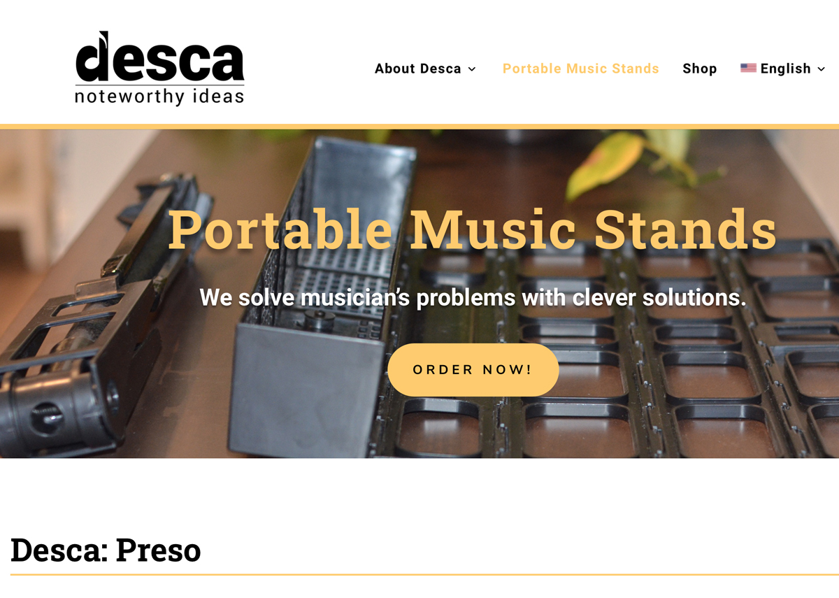 Website Designs 11 Desca Music Stands Website Snap